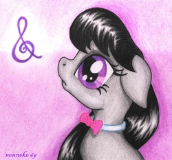 Size: 1198x1115 | Tagged: safe, artist:nenneke69, octavia melody, earth pony, pony, g4, clef, female, floppy ears, mare, profile, solo, traditional art