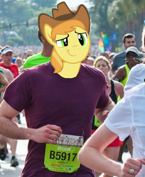 Size: 478x587 | Tagged: artist needed, safe, braeburn, human, pony, g4, edited photo, photoshop, ridiculously photogenic guy, zeddie little