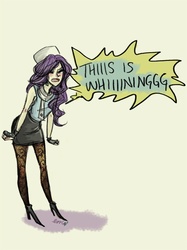 Size: 598x800 | Tagged: safe, artist:emmy, rarity, human, g4, clothes, female, humanized, pantyhose, solo, whining