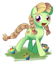 Size: 800x933 | Tagged: safe, artist:solar-slash, granny smith, earth pony, pony, g4, apple, female, filly, simple background, solo, transparent background, young, young granny smith, younger, zap apple