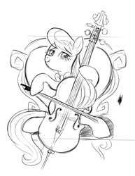 Size: 989x1280 | Tagged: safe, artist:mew, octavia melody, earth pony, pony, g4, cello, female, mare, monochrome, musical instrument, solo