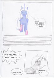 Size: 900x1301 | Tagged: dead source, safe, artist:lyun, princess luna, alicorn, pony, g4, clothes, comic, female, mare, s1 luna, socks