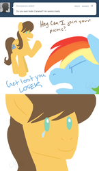 Size: 643x1110 | Tagged: dead source, safe, artist:cartoonlion, caramel, rainbow dash, earth pony, pegasus, pony, g4, ask, crying, duo, female, male, mare, no pupils, simple background, stallion, white background
