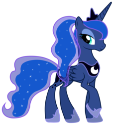 Size: 4582x5000 | Tagged: safe, artist:jennieoo, princess luna, alicorn, pony, absurd resolution, alternate hairstyle, female, mare, ponytail, show accurate, simple background, solo, transparent background, vector