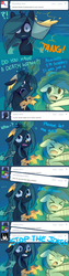 Size: 640x2558 | Tagged: safe, artist:pekou, queen chrysalis, changeling, changeling queen, pegasus, pony, ask chrysalis, g4, comic, duo, floppy ears