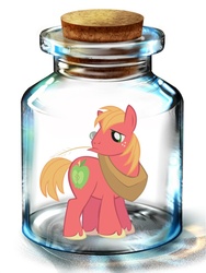 Size: 600x800 | Tagged: artist needed, safe, big macintosh, earth pony, pony, g4, bottle, male, pony in a bottle, solo, stallion, straw in mouth