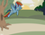 Size: 3850x2975 | Tagged: safe, artist:jordan, rainbow dash, pegasus, pony, g4, everfree forest, female, flying, high res, mare, no pupils, solo, sunrise, sunset, tree