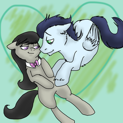 Size: 5000x5000 | Tagged: dead source, safe, artist:enigmaticfrustration, octavia melody, soarin', earth pony, pegasus, pony, g4, absurd resolution, female, floppy ears, heart, male, mare, shipping, smiling, soartavia, stallion, straight