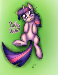 Size: 1970x2550 | Tagged: safe, artist:leadhooves, twilight sparkle, pony, unicorn, g4, belly, bellyrub request, bronybait, cute, female, gradient background, hooves to the chest, looking at you, mare, on back, solo, twiabetes, unicorn twilight