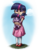 Size: 1545x2000 | Tagged: safe, artist:aphexangel, twilight sparkle, human, pony, unicorn, g4, clothes, cute, dress, duo, female, filly, filly twilight sparkle, holding a pony, human ponidox, humanized, self ponidox, tongue out, twiabetes, younger