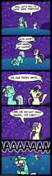 Size: 600x1993 | Tagged: safe, artist:zicygomar, bon bon, lyra heartstrings, sweetie drops, earth pony, firefly (insect), pony, unicorn, g4, 2012, accident, comic, crying, description in comments, duo, female, mare, night, no pupils, screaming, squashed, traumatized, whoops