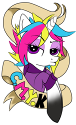 Size: 682x1122 | Tagged: safe, artist:whipstitch, oc, oc only, pony, unicorn, clothes, cmyk, female, mare, solo