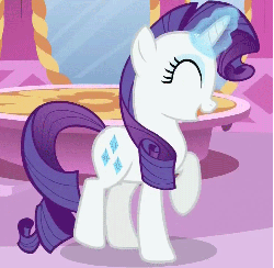 Size: 755x739 | Tagged: safe, screencap, rarity, pony, unicorn, g4, ponyville confidential, season 2, animated, carousel boutique, cute, eyes closed, female, gif, mare, solo, trotting, trotting in place