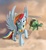 Size: 1921x2094 | Tagged: safe, artist:tavogdl, rainbow dash, tank, pegasus, pony, g4, cloud, duo, element of loyalty, female, mare, pet, raised hoof