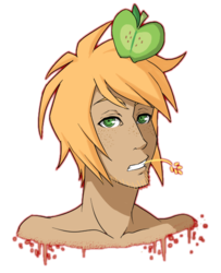 Size: 480x590 | Tagged: safe, artist:ssenarrya, big macintosh, human, g4, bare shoulders, bust, humanized, male, simple background, solo, straw in mouth, transparent background