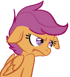 Size: 573x635 | Tagged: safe, artist:php27, scootaloo, pegasus, pony, g4, female, filly, floppy ears, frown, simple background, sitting, solo, transparent background