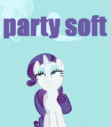 Size: 350x400 | Tagged: safe, edit, edited screencap, screencap, rarity, pony, unicorn, g4, read it and weep, animated, blinking, female, image macro, mare, meme, party soft, solo