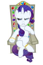 Size: 1091x1652 | Tagged: dead source, safe, artist:navitaserussirus, rarity, pony, unicorn, g4, anklet, bracelet, crossover, female, gem, jarl pose, jewelry, mare, simple background, sitting, skyrim, solo, the elder scrolls, throne, throne slouch, transparent background