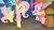 Size: 1276x719 | Tagged: safe, screencap, applejack, chancellor puddinghead, clover the clever, commander hurricane, fluttershy, pinkie pie, princess platinum, private pansy, rainbow dash, rarity, smart cookie, twilight sparkle, earth pony, pegasus, pony, unicorn, g4, hearth's warming eve (episode), my little pony: friendship is magic, season 2, cave, female, hearth's warming eve, holding a pony, hub logo, mane six, mare, out of context, personal space invasion, surprised, wide eyes