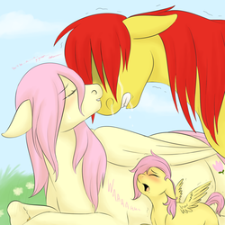 Size: 1280x1280 | Tagged: dead source, safe, artist:cartoonlion, fluttershy, posey, sunburst (g1), earth pony, pegasus, pony, g1, g4, comforting, crying, drool, dying, eyes closed, family, female, filly, filly fluttershy, floppy ears, foal, g1 to g4, generation leap, gritted teeth, hair over eyes, hidden eyes, jossed, male, mare, nuzzling, open mouth, prone, race swap, sad, ship:sunposey, shipping, snot, stallion, straight, teeth, wings
