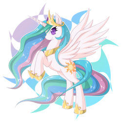 Size: 6858x6859 | Tagged: safe, artist:zaiyaki, princess celestia, alicorn, pony, g4, abstract background, absurd resolution, female, mare, princess, rearing, simple background, solo, spread wings, transparent background