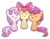 Size: 600x472 | Tagged: safe, artist:ufocookiez, apple bloom, scootaloo, sweetie belle, earth pony, pegasus, pony, unicorn, g4, cutie mark crusaders, eyes closed, female, filly, simple background, smiling, transparent background