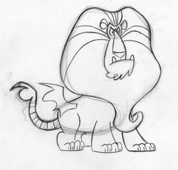 Size: 900x862 | Tagged: safe, artist:lauren faust, manny roar, manticore, g4, behind the scenes, color me, concept art, lineart, male, monochrome, sketch, solo, what could have been