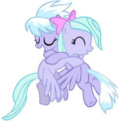 Size: 2560x2578 | Tagged: safe, artist:aeroytechyon-x, cloudchaser, flitter, pegasus, pony, g4, duo, eyes closed, female, high res, hug, mare, siblings, simple background, sisters, smiling, transparent background