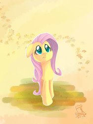Size: 1536x2048 | Tagged: safe, artist:cainescroll, fluttershy, pegasus, pony, g4, female, floppy ears, frown, mare, solo
