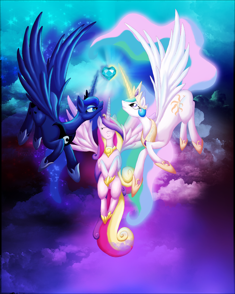 safe, artist:jewlecho, princess cadance, princess celestia, princess luna, ...