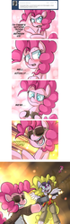 Size: 900x2881 | Tagged: safe, artist:uc77, pinkie pie, surprise, earth pony, pegasus, pony, ask hotblooded pinkie, g1, g4, clothes, female, g1 to g4, generation leap, gun, hotblooded pinkie pie, mare, sunglasses, weapon