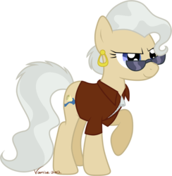 Size: 700x718 | Tagged: safe, artist:volmise, mayor mare, earth pony, pony, g4, alternate hairstyle, earring, female, mare, raised hoof, simple background, solo, sunglasses, transparent background, vector, younger
