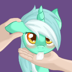 Size: 600x600 | Tagged: safe, artist:ratofdrawn, lyra heartstrings, human, pony, unicorn, g4, animated, blinking, blushing, cute, daaaaaaaaaaaw, ear flick, ear scratch, feeding, female, gif, hand, hnnng, human on pony petting, licking, looking at you, looking down, lyrabetes, mare, mlem, moe, offscreen character, petting, pov, purple background, silly, simple background, smiling, sugarcube, tongue out, weapons-grade cute
