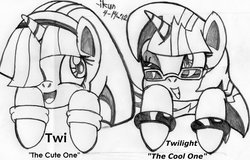 Size: 900x577 | Tagged: safe, artist:ikuntyphoon, twilight sparkle, pony, unicorn, g4, cool, cute, female, mare, monochrome, self ponidox