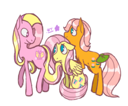 Size: 600x500 | Tagged: safe, artist:wolfytails, fluttershy, fluttershy (g3), posey, earth pony, pegasus, pony, g1, g3, g4, female, floppy ears, g1 to g4, g3 to g4, generation leap, generational ponidox, mare, no pupils, simple background, sitting, transparent background