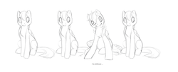 Size: 977x400 | Tagged: safe, artist:noel, pegasus, pony, female, grayscale, mare, monochrome, ponified, portal, sitting, sketch, smiling, turret