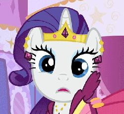 Size: 391x361 | Tagged: safe, screencap, rarity, pony, unicorn, g4, season 1, suited for success, animated, clothes, dress, female, gala dress, gif, jewelry, mare, solo, tiara, twitch