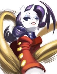 Size: 649x843 | Tagged: safe, artist:idlecum, rarity, pony, unicorn, g4, beauty mark, clothes, cosplay, female, lipstick, mare, mole, perspective, rose (street fighter), solo, street fighter