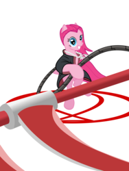 Size: 6000x8000 | Tagged: safe, artist:randomlywhimsical, pinkie pie, earth pony, pony, g4, absurd resolution, bipedal, clothes, female, grin, hidan, jewelry, kusarigama, mare, naruto, necklace, pinkamena diane pie, simple background, smiling, solo, transparent background, weapon