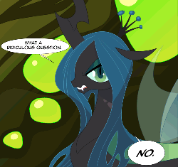 Size: 500x470 | Tagged: safe, artist:tarajenkins, princess golden dream (g4), queen chrysalis, alicorn, changeling, changeling queen, pony, cupidite, g4, angry, animated, female, gif, mare, solo
