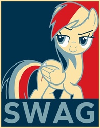 Size: 584x750 | Tagged: artist needed, safe, rainbow dash, pegasus, pony, g4, female, hope poster, looking back, mare, solo, swag, walking