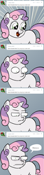 Size: 893x3572 | Tagged: safe, artist:lemondevil, sweetie belle, pony, unicorn, biporarity, g4, ask, blank flank, female, filly, solo