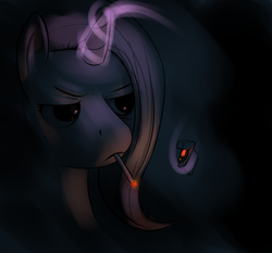 Size: 1981x1845 | Tagged: safe, artist:welcometodai, trixie, pony, unicorn, g4, cigarette, female, lighter, magic, mare, never knows best, smoking, solo, telekinesis