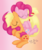 Size: 998x1196 | Tagged: safe, artist:stupidlittlecreature, applejack, pinkie pie, earth pony, pony, g4, duo, female, gradient background, hug, lesbian, mare, on back, on side, ship:applepie, shipping, sleeping, tail hug