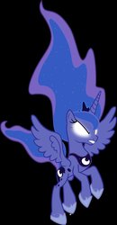 Size: 900x1730 | Tagged: artist needed, safe, princess luna, alicorn, pony, g4, black background, female, floating, flying, glowing eyes, mare, simple background, solo