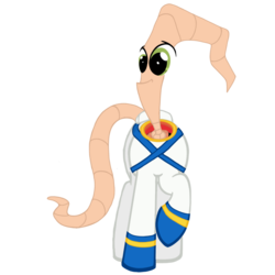 Size: 700x700 | Tagged: safe, artist:assiel, worm, crossover, earthworm jim, ponified, simple background, solo, transparent background