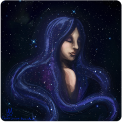 Size: 750x750 | Tagged: safe, artist:cosmicunicorn, princess luna, human, g4, eyes closed, female, humanized, solo, space