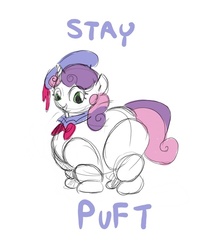 Size: 550x650 | Tagged: safe, artist:envy, sweetie belle, pony, unicorn, g4, crossover, female, filly, ghostbusters, marshmallow, simple background, solo, stay puft marshmallow man, stay puft marshmallow mare, sweetie belle is a marshmallow too, wheelie belle, white background