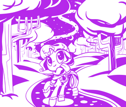 Size: 2000x1700 | Tagged: safe, artist:tess, rarity, pony, unicorn, g4, boots, clothes, female, hat, mare, monochrome, night, saddle, scarf, shoes, snow, solo, tack, tree