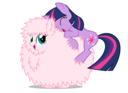 Size: 550x400 | Tagged: safe, artist:mixermike622, twilight sparkle, oc, oc:fluffle puff, earth pony, original species, pony, unicorn, g4, cuddling, cute, duo, duo female, eyes closed, female, happy, hug, mare, nuzzling, open mouth, simple background, smiling, snuggling, transparent background, twiabetes, unicorn twilight, vector